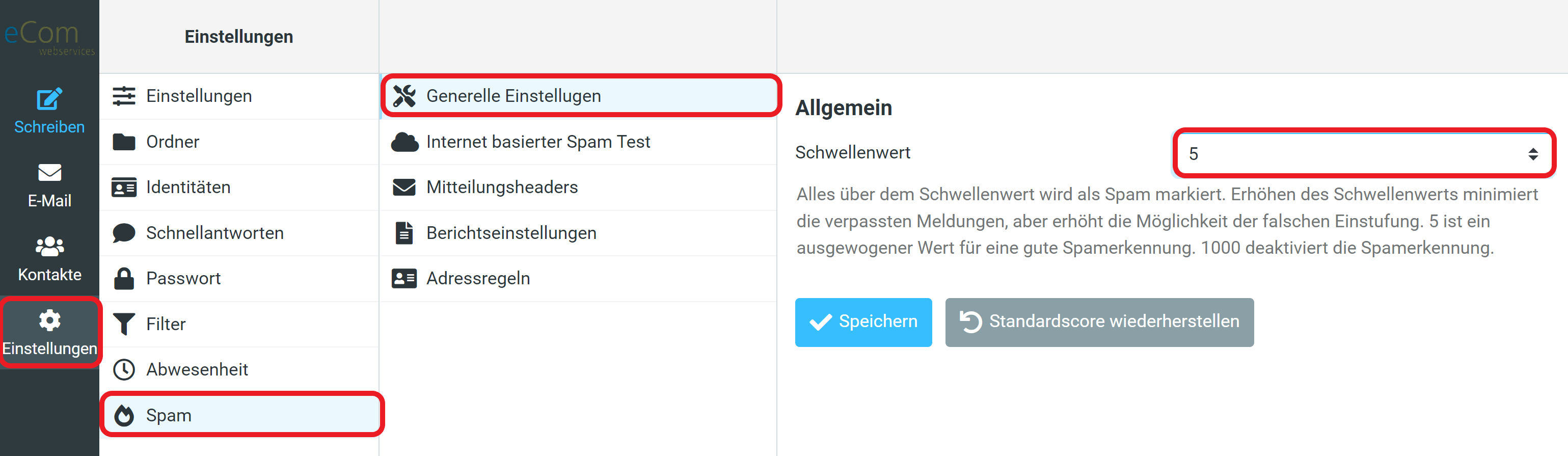 webmail spamfilter 1